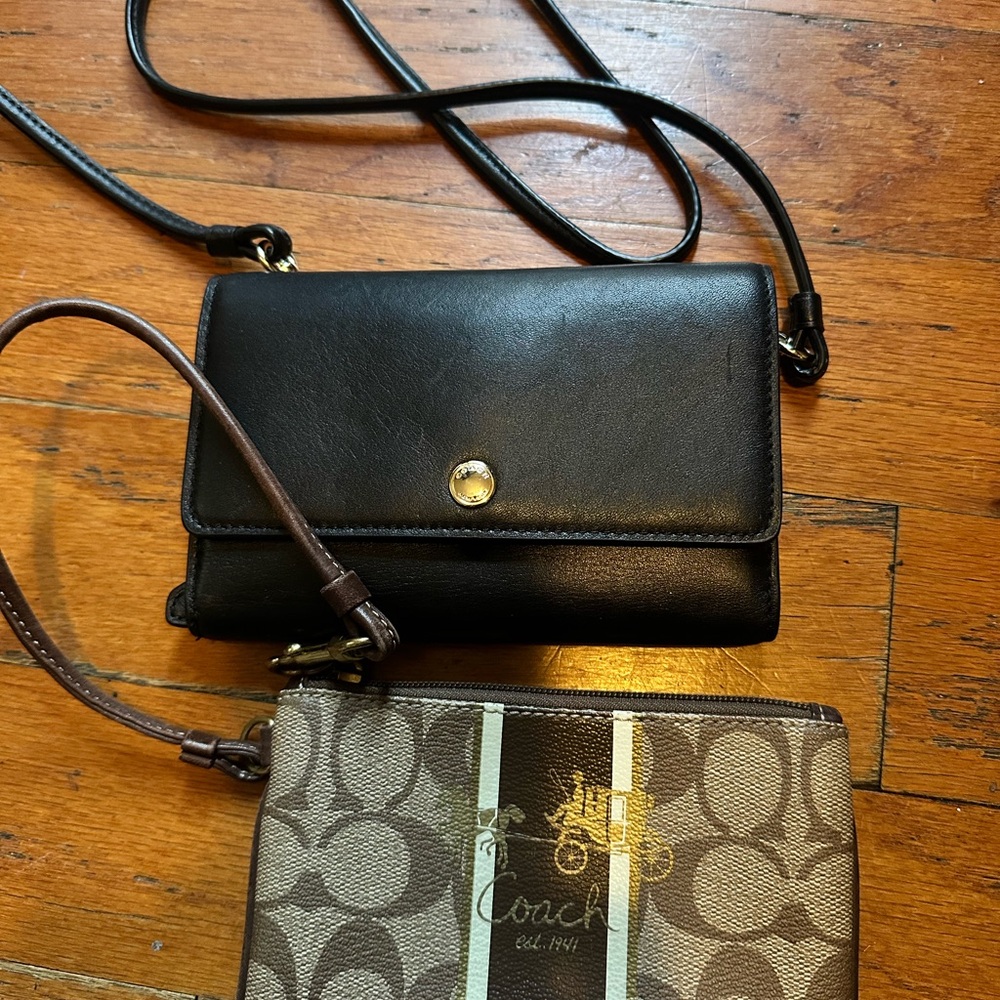 Coach Black and Brown Signature Crossbody Bag Set